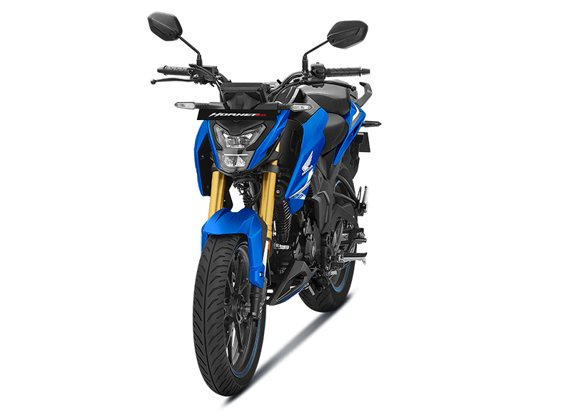Góc chính diện Honda Hornet 2.0 2026 với đèn pha LED và cặp phuộc USD