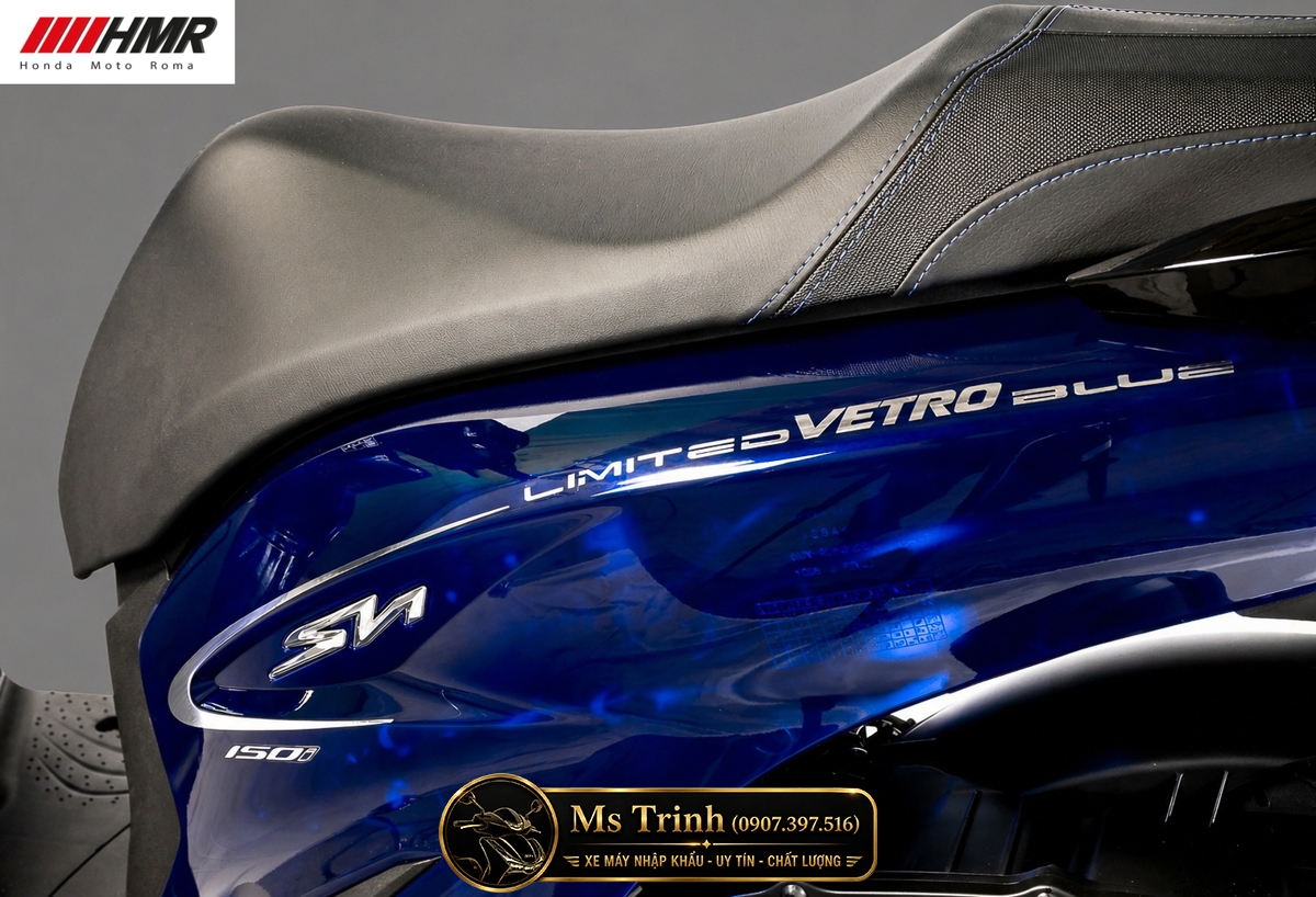 Chi tiết hông xe Honda Sh150 Vetro BLue 2026 made in Italia với dàn áo trong suốt độc đáo