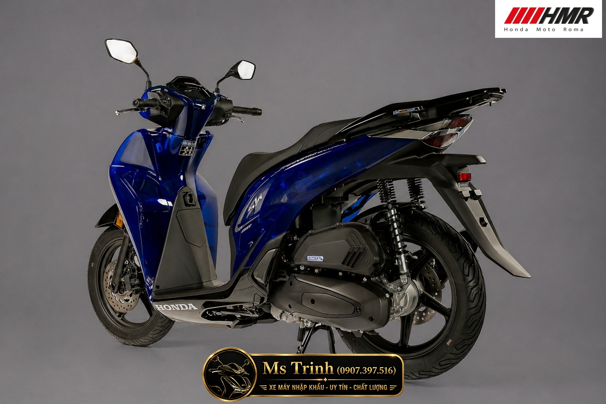 Chi tiết hông xe Honda Sh150 Vetro BLue 2026 made in Italia với dàn áo trong suốt độc đáo