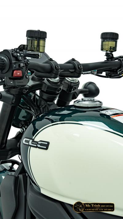 CFMOTO 450 CLC AMT 2026 trắng xanh Cruiser yên thấp 705 mm, số tự động nam nữ đều dễ cầm lái