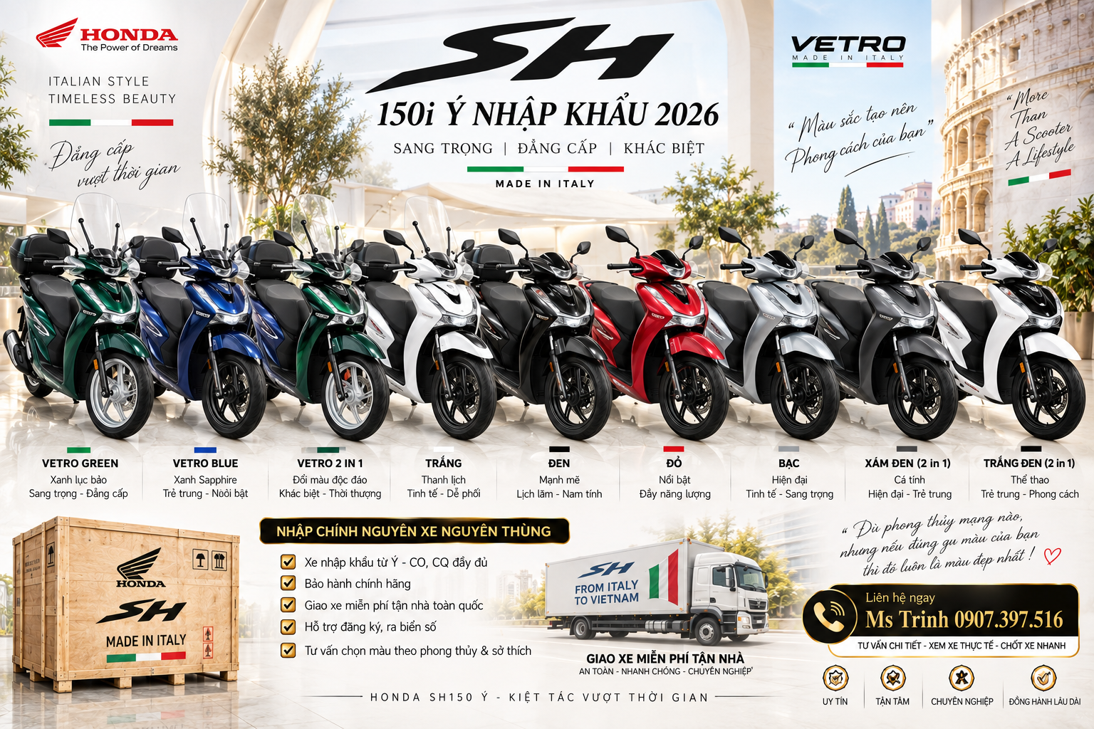 SH150 Ý 2026 màu nào đẹp? Vetro Green, Blue, 2 in 1 hay trắng, đen, đỏ, bạc? SH150 Ý 2026 màu nào đẹp? Vetro Green, Blue, 2 in 1 hay trắng, đen, đỏ, bạc?